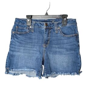 Seven 7 Denim Blue Jean Women's Size 4 Cut Off Shorts Frayed Hem EUC Zipper
